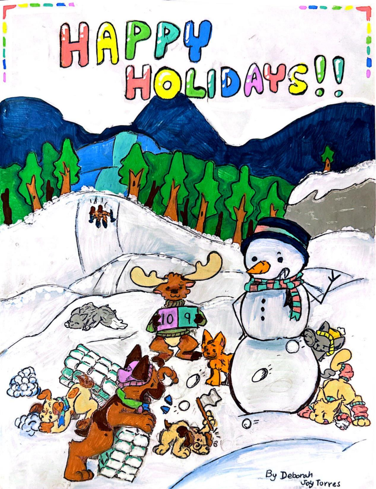 "Joyful Dancing Penguins"  by Christian, age 9