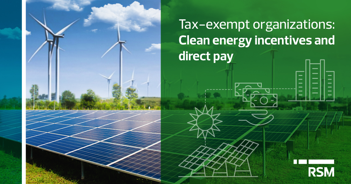 Taxexempt organizations Clean energy incentives and direct pay