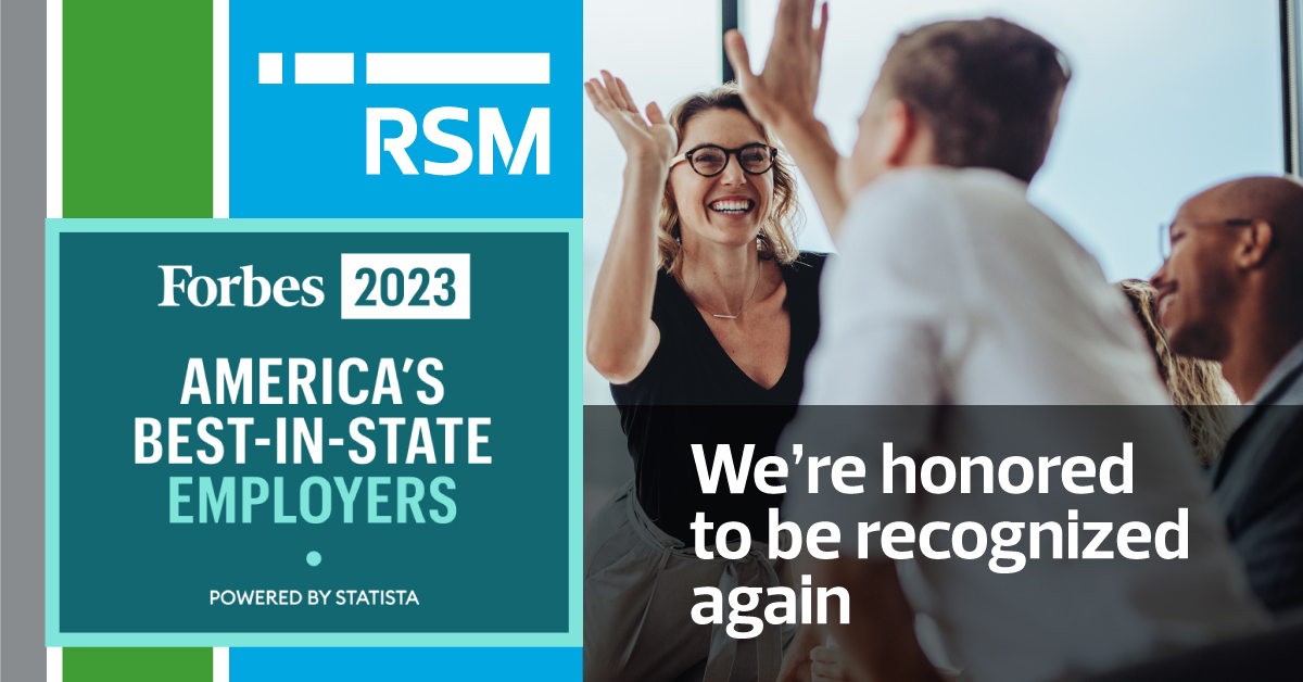 RSM Recognized On Forbes’ America’s Best-in-State Employers 2023 List