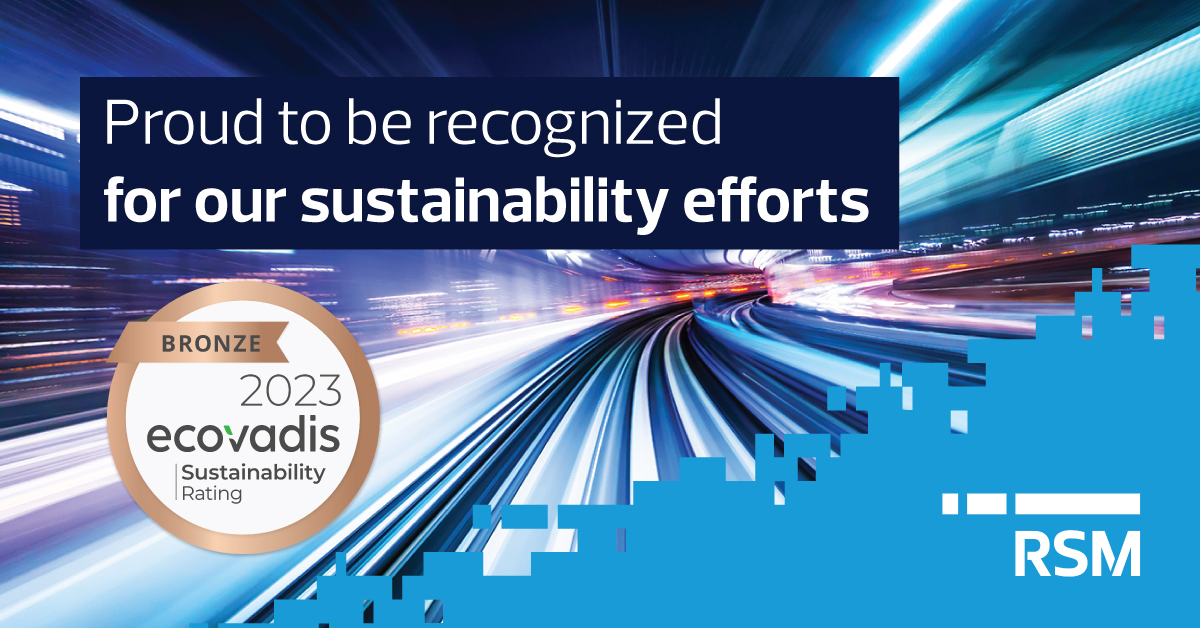 RSM Earns Bronze Medal From EcoVadis For Sustainability Performance