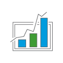 Bar chart with rising trend line showing growth and positive performance results.