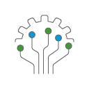 Gear with connected circuit lines representing technology and automated processes.